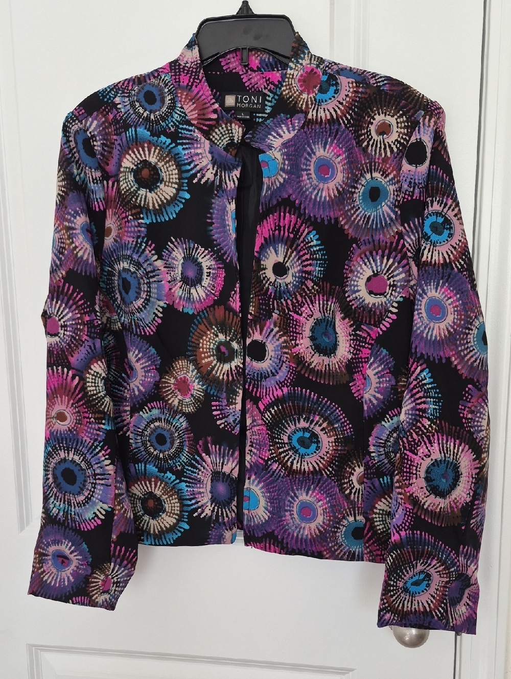 Toni Morgan Women's Black Multicolor Patterned Blazer Size L